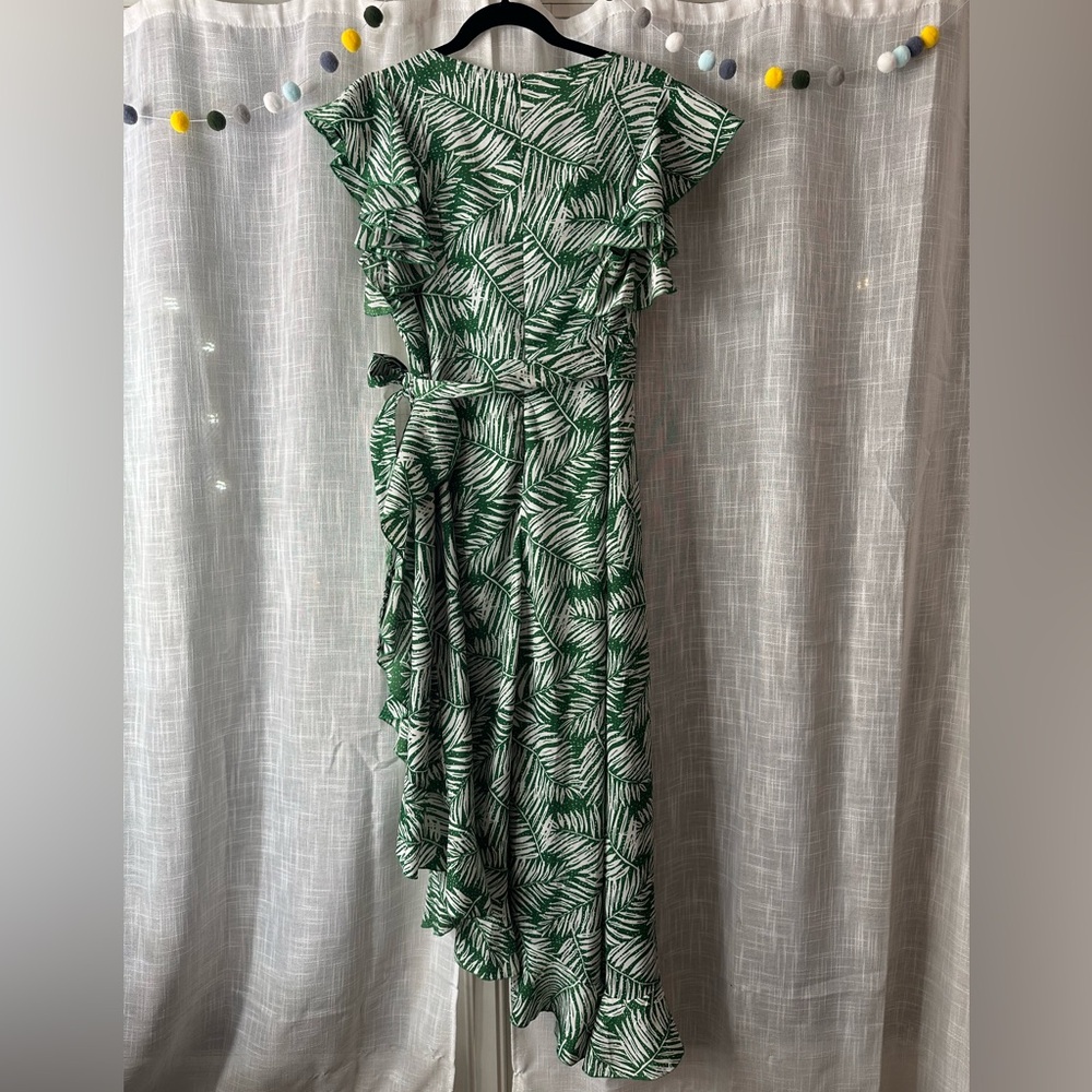 Green Palm-Print Wrap Dress - Women - Picture 4 of 11